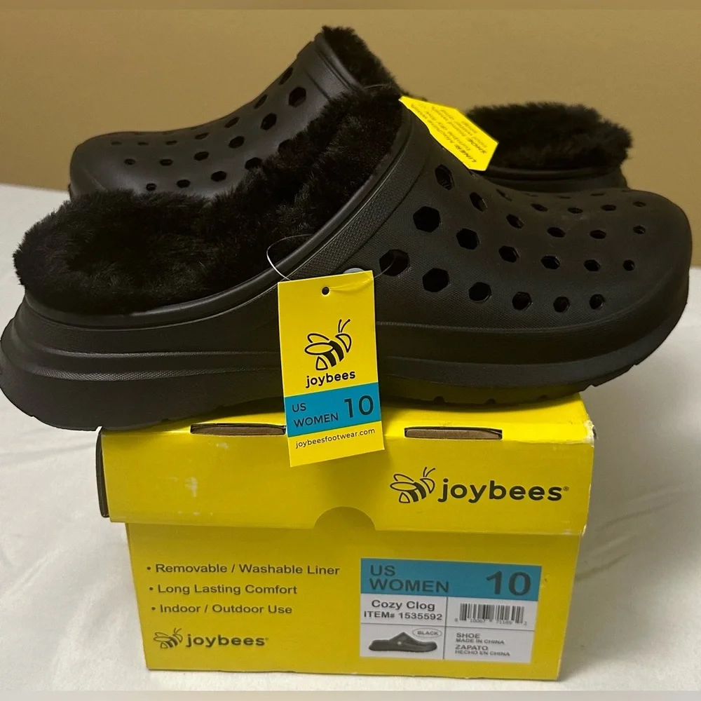 Joybees Women’s Cozy Clog Sandals Color Black size 10 New W/ Box & Tags - Picture 6 of 6